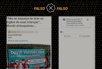 Mensagem sobre doação de órgãos de crianças em local de vacinação nos EUA é falsa