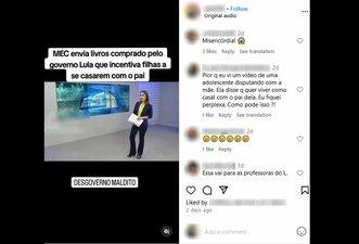 Governo Lula não distribuiu a escolas públicas livro que incentiva incesto