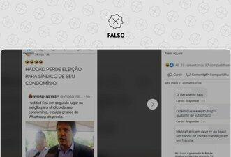 É falso que Haddad tenha perdido eleição para síndico de condomínio