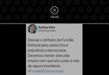 Rodrigo Maia não afirmou que fundo eleitoral é mais importante que vida de brasileiros