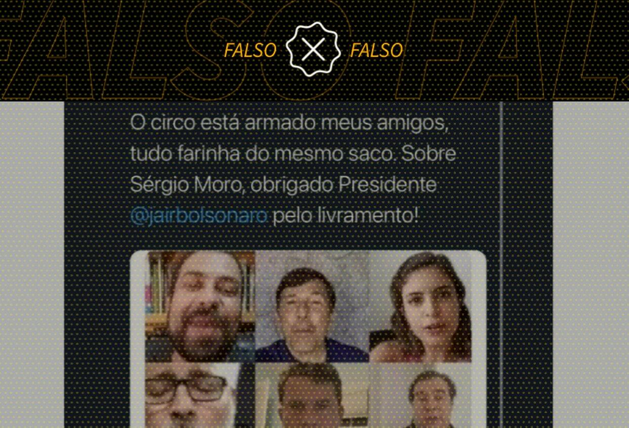 É falso que Moro participou de live com Boulos, Frota, Amoedo e Maia