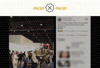 É falso que vídeo mostra rei do Bahrein escoltado por guarda-costas robô