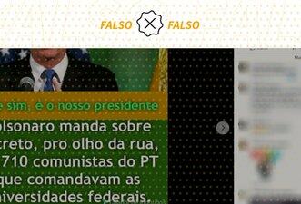 É falso que Bolsonaro demitiu 13.710 ‘comunistas do PT’ que comandavam universidades