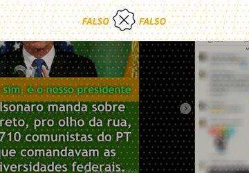 É falso que Bolsonaro demitiu 13.710 ‘comunistas do PT’ que comandavam universidades