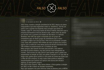 É falso que filho do ex-presidente Lula comprou 20% das ações da Sinovac