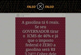 ICMS da gasolina não é de 46%, nem tributos federais sobre o combustível estão zerados