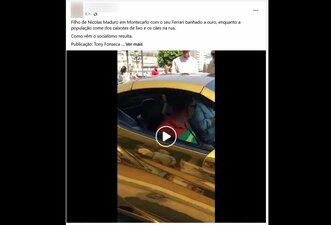 Homem que aparece dirigindo Ferrari dourada em vídeo não é filho de Maduro