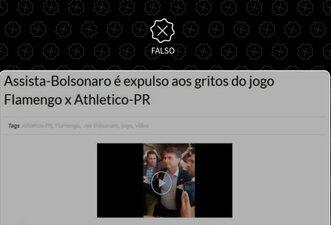 É falso que vídeo mostre Bolsonaro sendo expulso de jogo do Flamengo no domingo