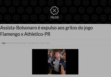 É falso que vídeo mostre Bolsonaro sendo expulso de jogo do Flamengo no domingo
